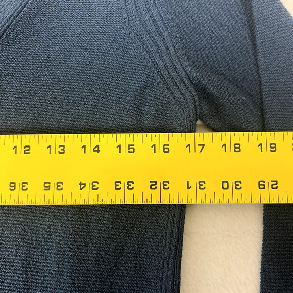 Free People Sweater Tunic Top S Navy Blue Criss Cross Neckline Long Bell Sleeve - Picture 4 of 7